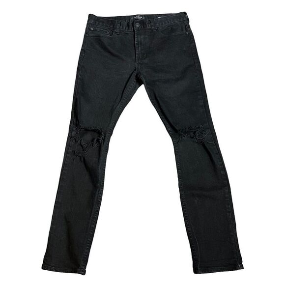 Pacsun mens Distressed Busted Knees Black Stretch Denim Skinny Jeans 32x32 - Picture 3 of 10